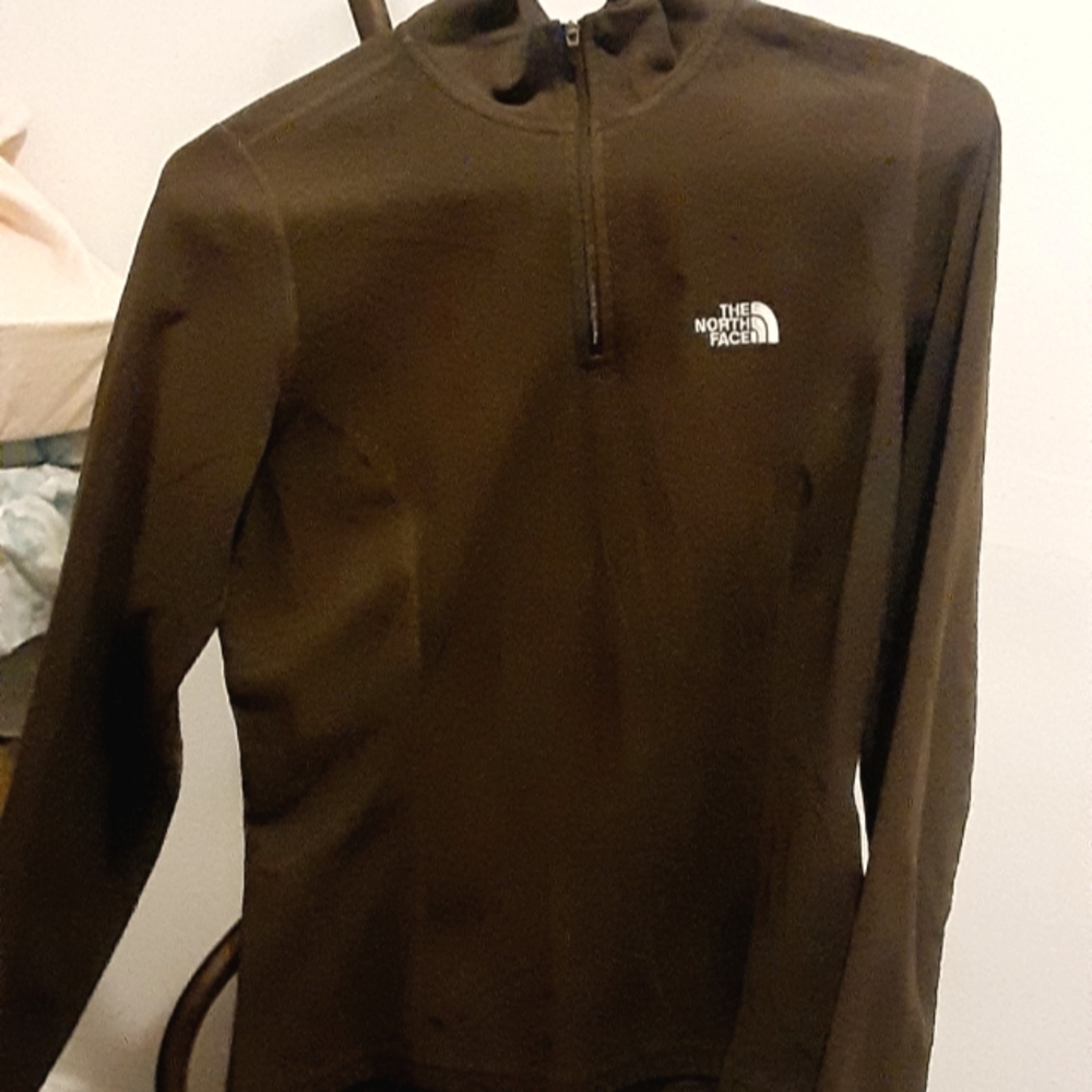 brown northface pullover sweater